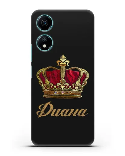 Чехол Красная корона с именем, фамилией силиконовый для Honor X5 Plus