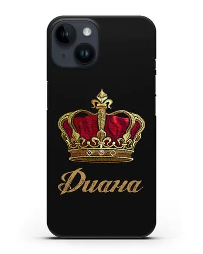Чехол Красная корона с именем, фамилией силиконовый для iPhone 14