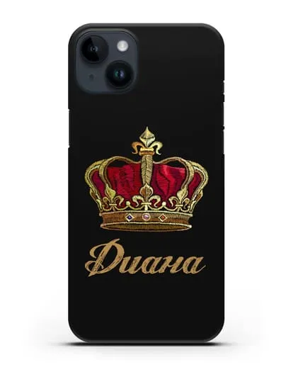 Чехол Красная корона с именем, фамилией силиконовый для iPhone 14 Plus