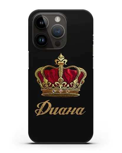 Чехол Красная корона с именем, фамилией силиконовый для iPhone 14 Pro