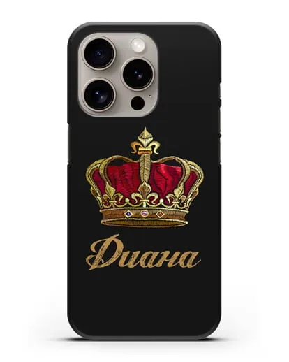 Чехол Красная корона с именем, фамилией силиконовый для iPhone 15 Pro