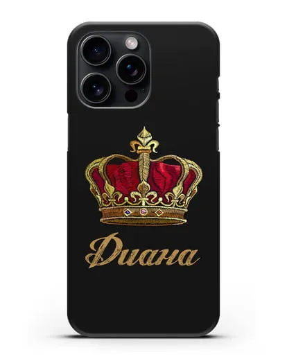 Чехол Красная корона с именем, фамилией силиконовый для iPhone 15 Pro Max