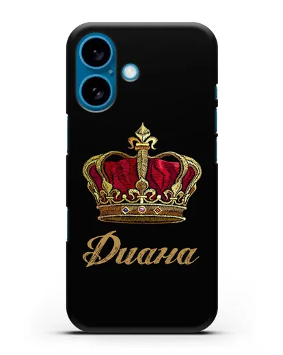 Чехол Красная корона с именем, фамилией силиконовый для iPhone 16