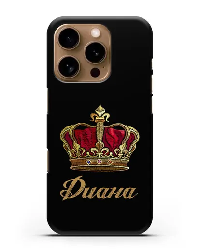 Чехол Красная корона с именем, фамилией силиконовый для iPhone 16 Pro