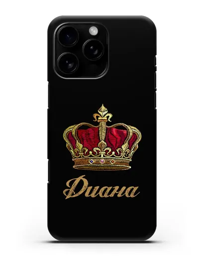 Чехол Красная корона с именем, фамилией силиконовый для iPhone 16 Pro Max