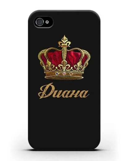 Чехол Красная корона с именем, фамилией силиконовый для iPhone 4/4s