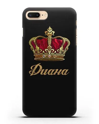 Чехол Красная корона с именем, фамилией силиконовый для iPhone 8 Plus