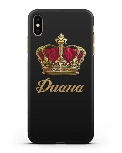 Чехол Красная корона с именем, фамилией силиконовый для iPhone XS Max