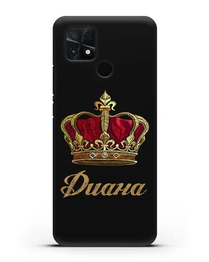 Чехол Красная корона с именем, фамилией силиконовый для Xiaomi Poco C40