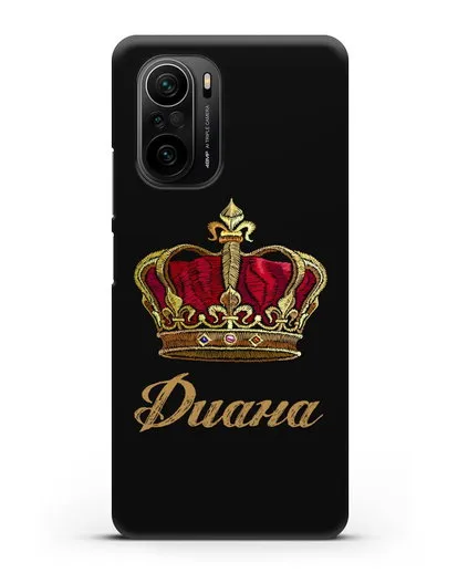 Чехол Красная корона с именем, фамилией силиконовый для Xiaomi Poco F3