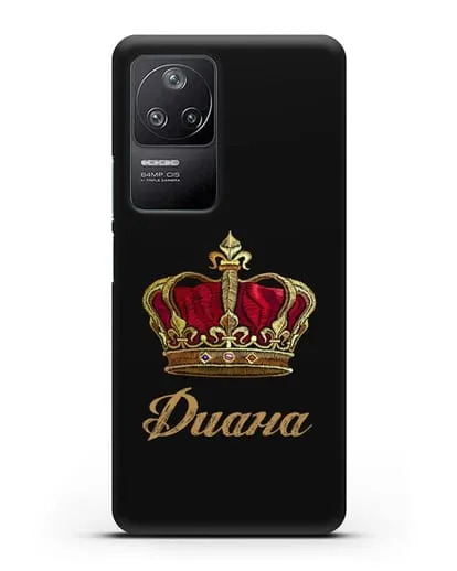 Чехол Красная корона с именем, фамилией силиконовый для Xiaomi Poco F4