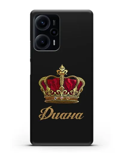 Чехол Красная корона с именем, фамилией силиконовый для Xiaomi Poco F5