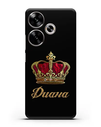 Чехол Красная корона с именем, фамилией силиконовый для Xiaomi Poco F6