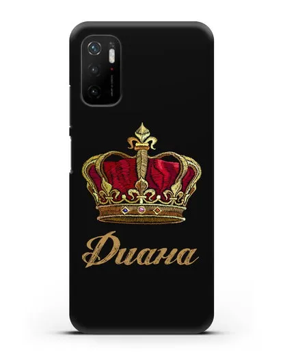Чехол Красная корона с именем, фамилией силиконовый для Xiaomi Poco M3 Pro
