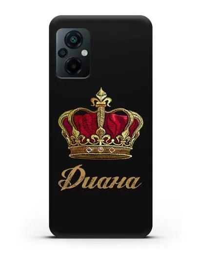 Чехол Красная корона с именем, фамилией силиконовый для Xiaomi Poco M5