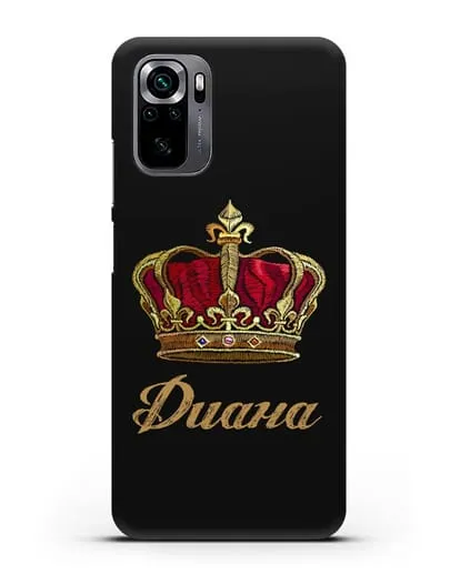 Чехол Красная корона с именем, фамилией силиконовый для Xiaomi Poco M5s