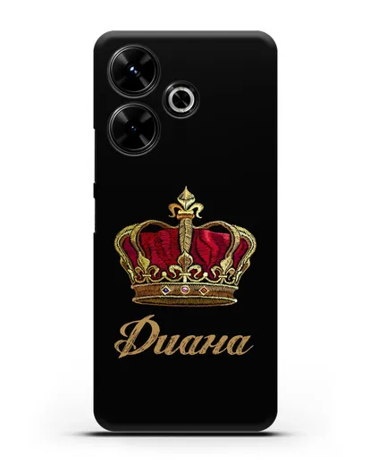 Чехол Красная корона с именем, фамилией силиконовый для Xiaomi Poco M6