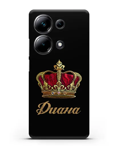 Чехол Красная корона с именем, фамилией силиконовый для Xiaomi Poco M6 Pro