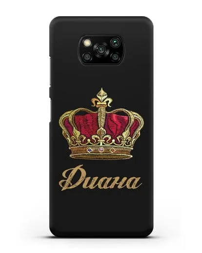 Чехол Красная корона с именем, фамилией силиконовый для Xiaomi Poco X3