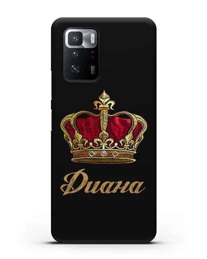 Чехол Красная корона с именем, фамилией силиконовый для Xiaomi Poco X3 GT