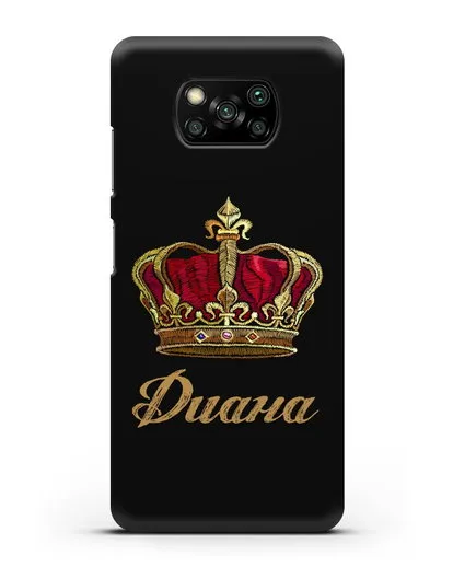 Чехол Красная корона с именем, фамилией силиконовый для Xiaomi Poco X3 Pro