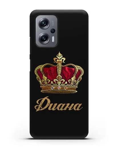 Чехол Красная корона с именем, фамилией силиконовый для Xiaomi Poco X4 GT