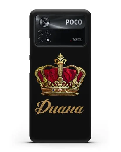 Чехол Красная корона с именем, фамилией силиконовый для Xiaomi Poco X4 Pro