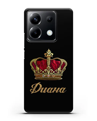 Чехол Красная корона с именем, фамилией силиконовый для Xiaomi Poco X6