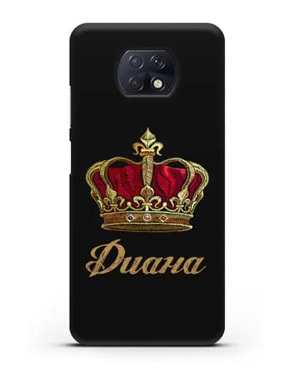 Чехол Красная корона с именем, фамилией силиконовый для Xiaomi Redmi Note 9T