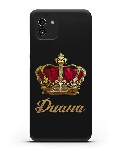 Чехол Красная корона с именем, фамилией силиконовый для Samsung Galaxy A03 [SM-A035]