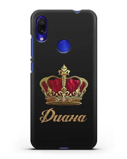 Чехол Красная корона с именем, фамилией силиконовый для Xiaomi Redmi Note 7