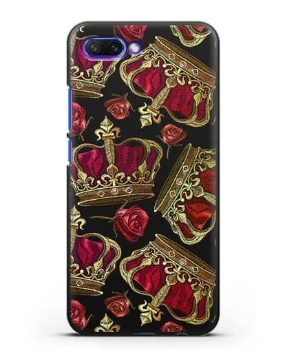Чехол Золотые короны и красные розы силиконовый для Honor 10