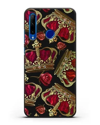 Чехол Золотые короны и красные розы силиконовый для Honor 10i