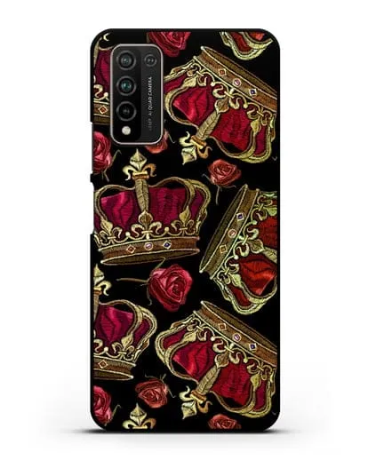 Чехол Золотые короны и красные розы силиконовый для Honor 10X Lite