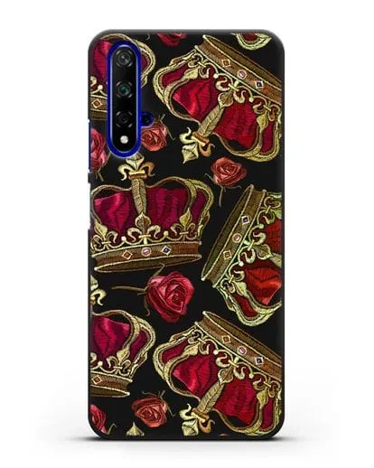 Чехол Золотые короны и красные розы силиконовый для Honor 20