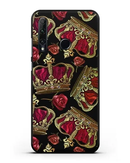 Чехол Золотые короны и красные розы силиконовый для Honor 20e