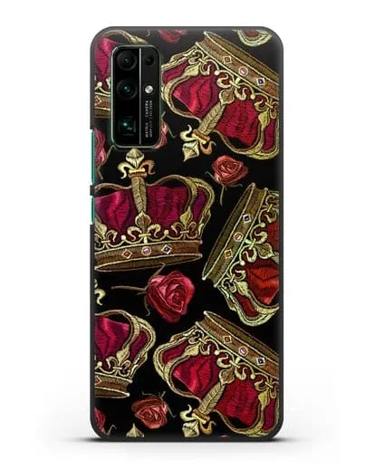Чехол Золотые короны и красные розы силиконовый для Honor 30
