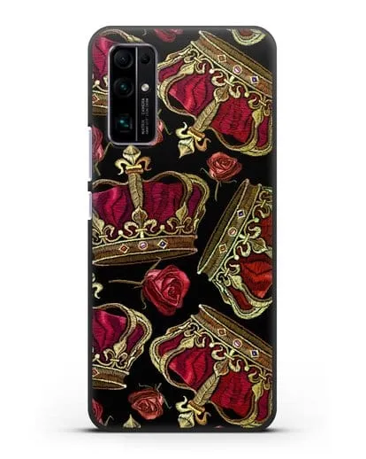 Чехол Золотые короны и красные розы силиконовый для Honor 30 Premium