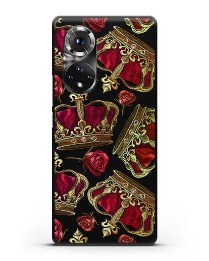Чехол Золотые короны и красные розы силиконовый для Honor 50