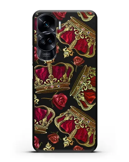 Чехол Золотые короны и красные розы силиконовый для Honor 90 Lite