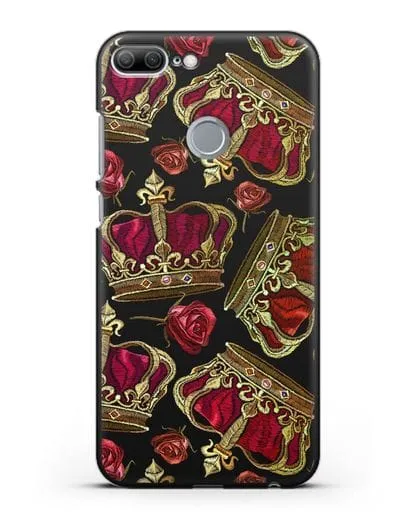 Чехол Золотые короны и красные розы силиконовый для Honor 9 Lite