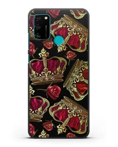 Чехол Золотые короны и красные розы силиконовый для Honor 9A