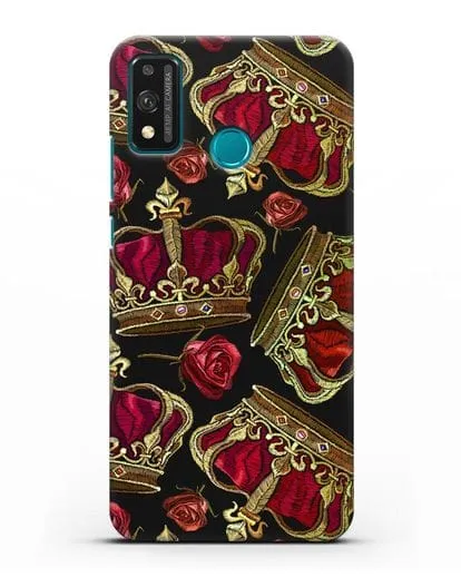 Чехол Золотые короны и красные розы силиконовый для Honor 9X lite