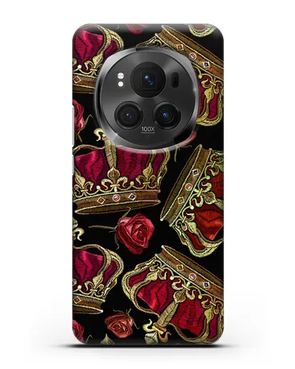Чехол Золотые короны и красные розы силиконовый для Honor Magic 6 Pro