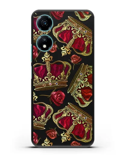 Чехол Золотые короны и красные розы силиконовый для Honor X5 Plus