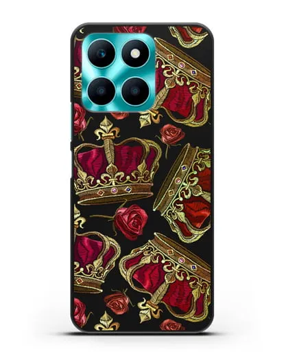 Чехол Золотые короны и красные розы силиконовый для Honor X6a