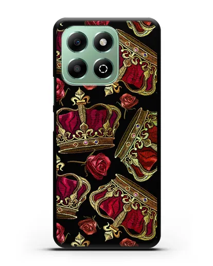 Чехол Золотые короны и красные розы силиконовый для Honor X6b