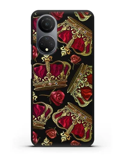 Чехол Золотые короны и красные розы силиконовый для Honor X7
