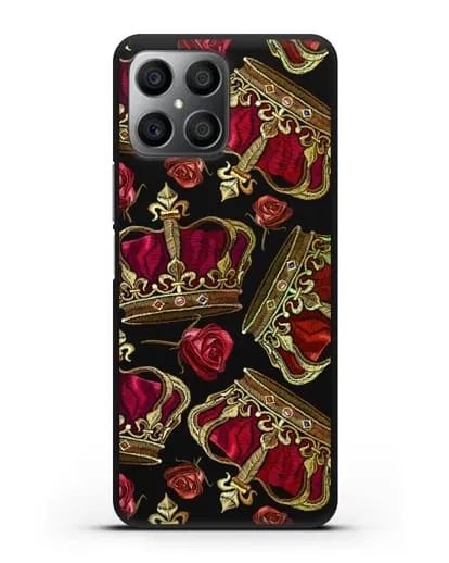 Чехол Золотые короны и красные розы силиконовый для Honor X8