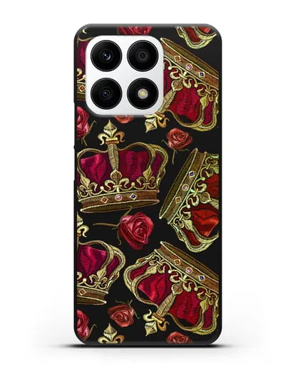 Чехол Золотые короны и красные розы силиконовый для Honor X8a